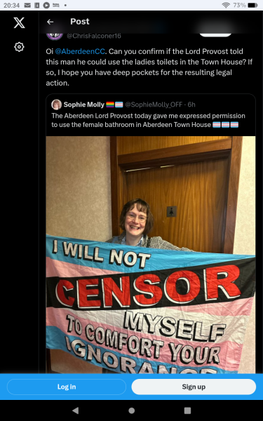Man using women's toilets