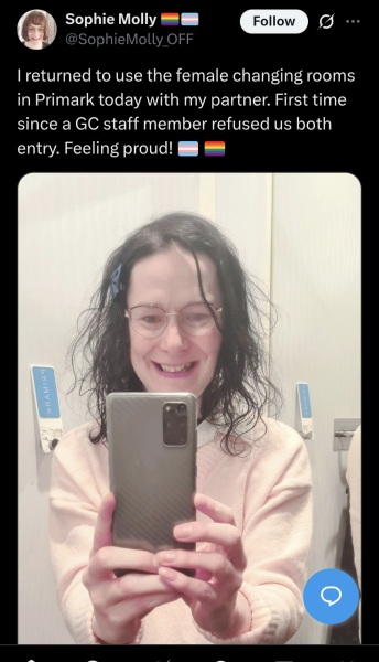 Man using women's toilets
