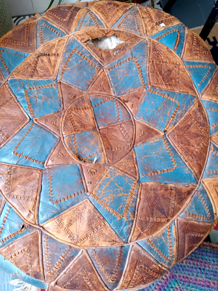 Restoring vintage leather pouffe advice (with pics)