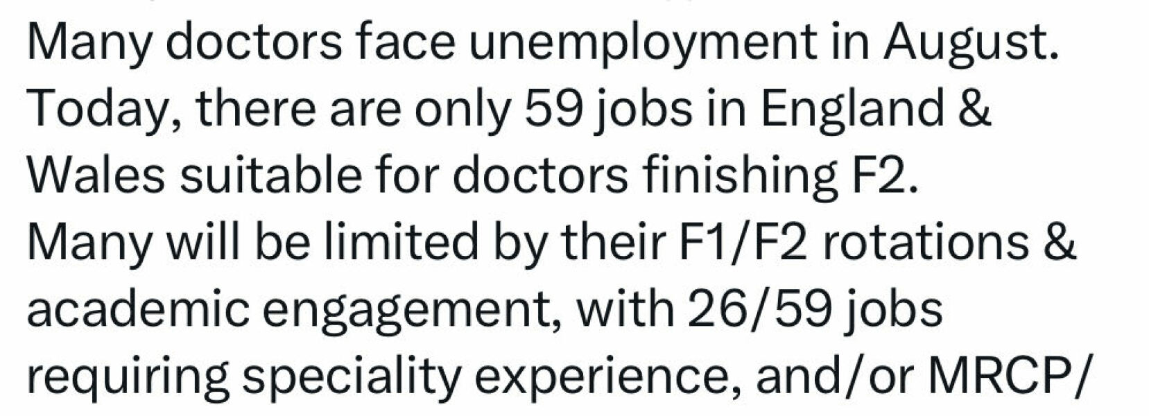 Junior Doctors Unemployment in August