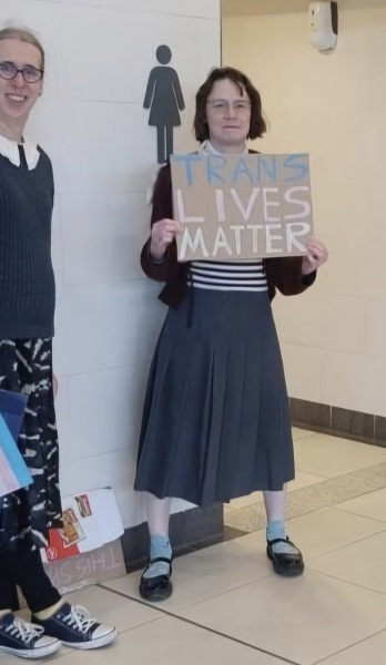 Man using women's toilets