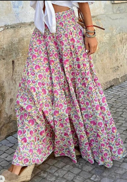 Swishy cotton maxi skirt
