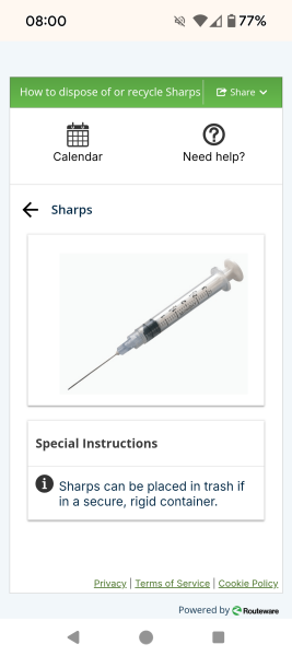 Sharps bin disposal?