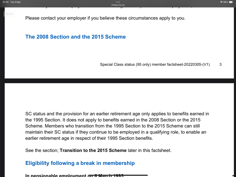 NHS pension disappointment.