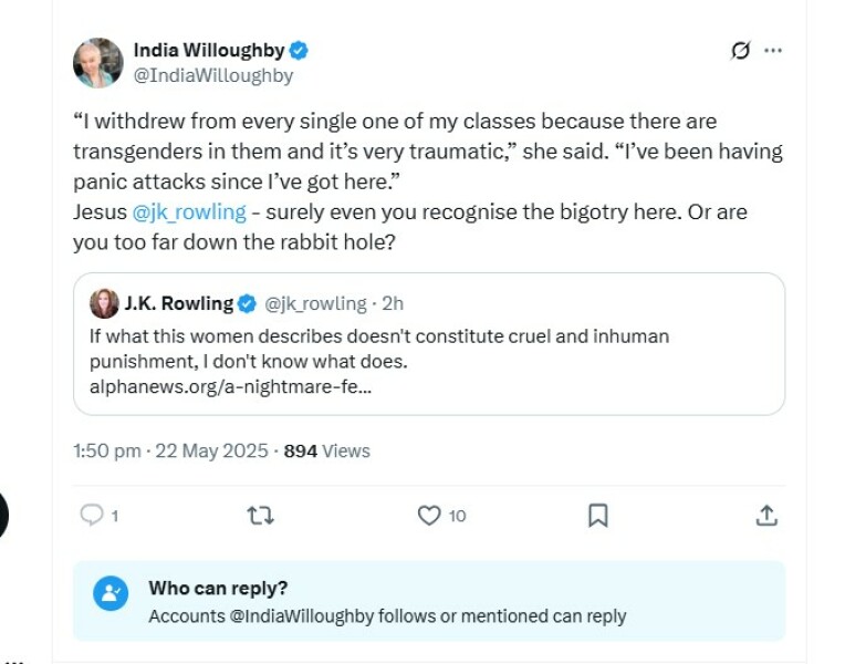 India's outburst to JKR 'I will always be more of a woman than you.'