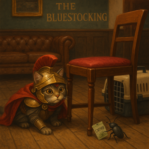 The Bluestocking Arms Women's Pub, where women make friends with Beetles, Androids, Cakes, Dragons, Hedgehogs and other women, where wit and wisdom flourish