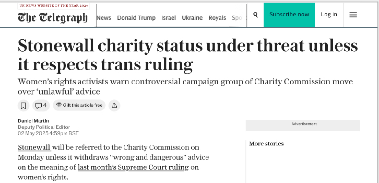 Stonewall - tracking following the Supreme Court judgement