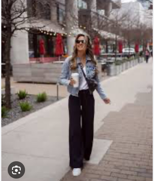 Denim jackets and white trainers