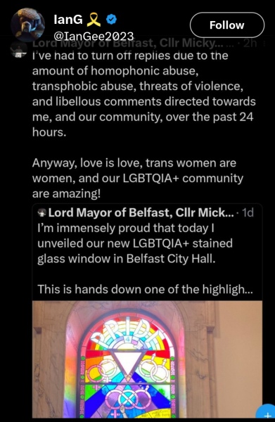 New Pride window in Belfast City Hall