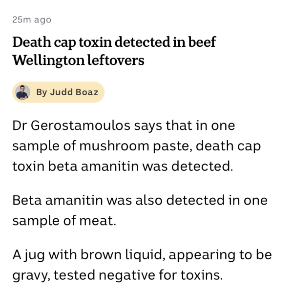 The mushroom poisoning in Vic.... I am gripped - Part 2