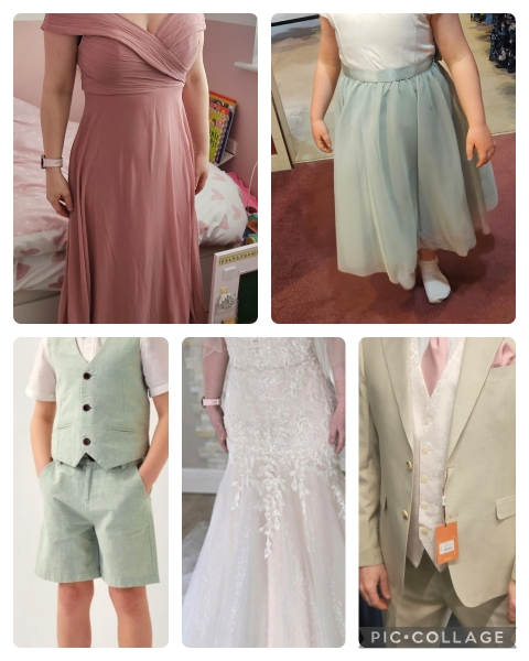 Trying to coordinate adult and children clothing in the wedding party - it's so difficult!
