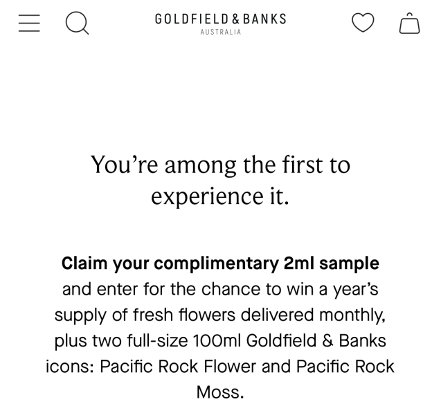 Free Goldfield & Banks 2ml perfume sample