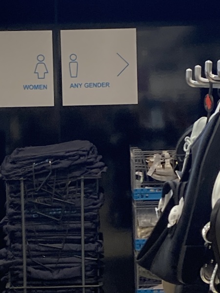 “Any gender” changing room for women  in Primark