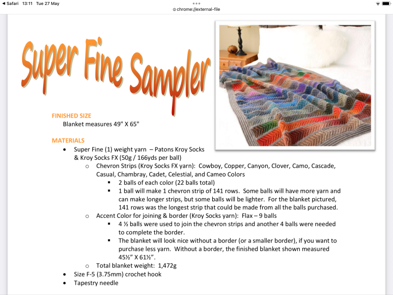 Crochet blanket yarn sub