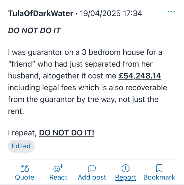 Can't believe no friends will act as guarantors - why do they think they have to pay?