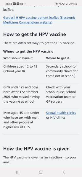 HPV vaccine when you're under 45