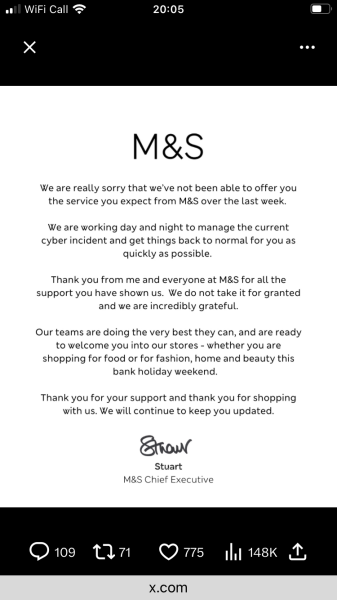 M&S ‘cyber Incident’