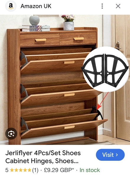 Hinged drawer cabinet for narrow hallway