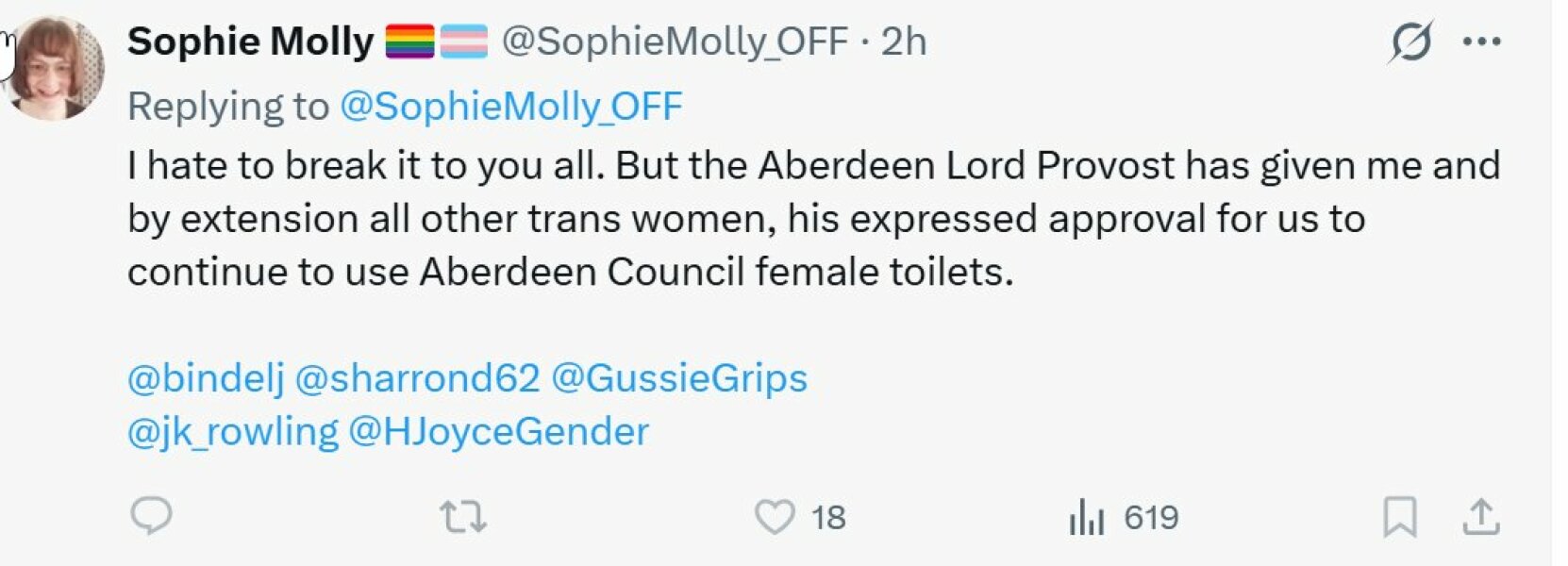 Man using women's toilets