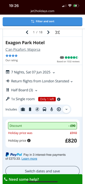 How much would you pay for 7 nights in the Balearic Islands, self catering? (You and an almost 2 yr old)