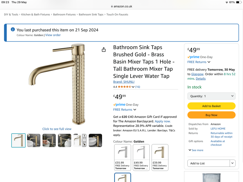 Chrome or brushed brass fixtures in downstairs bathroom?