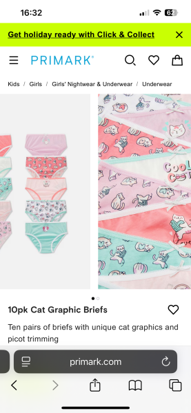 Briefs with kitten pattern age 8 to 9