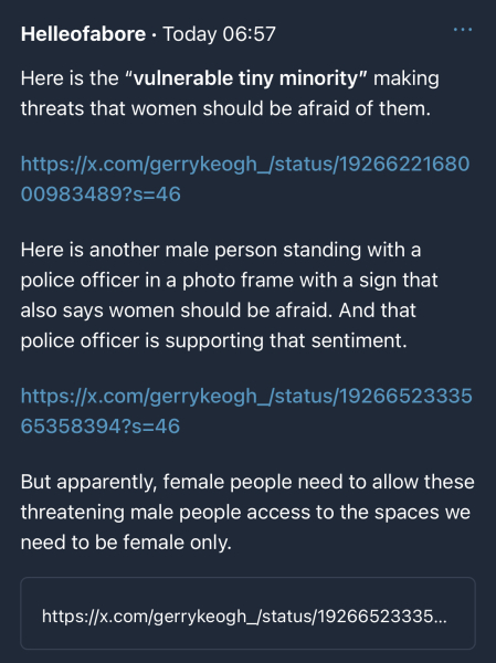 To wonder if there's any actual evidence that's trans women are not safe in male loos?