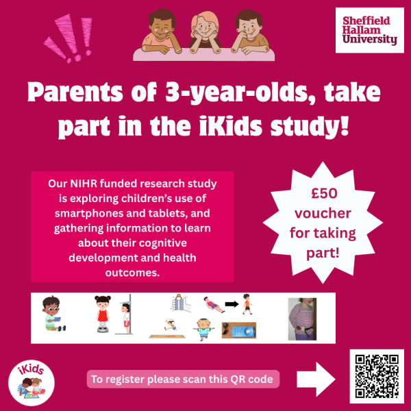 Parents of 3 year olds, living in Sheffield - take part in the iKids study!