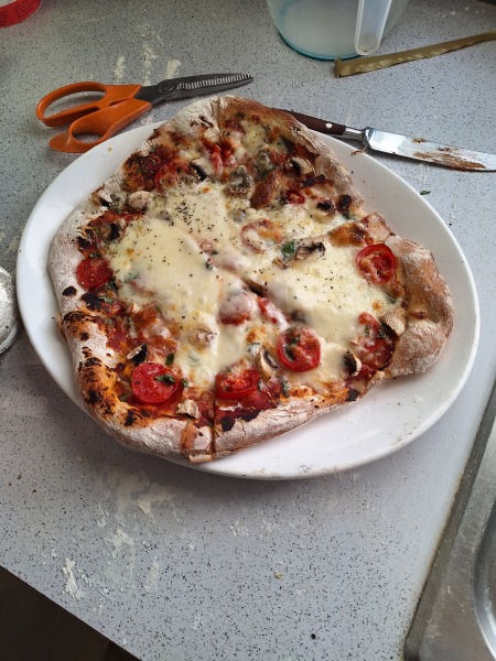 Homemade pizza is not healthy, we’re having a proper dinner.