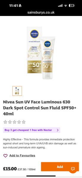 Facial sunscreen factor 50