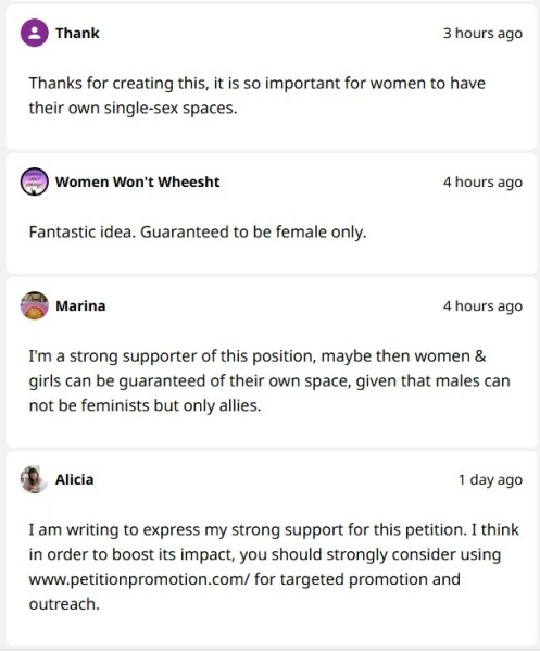 Petition for TERF only toilets.