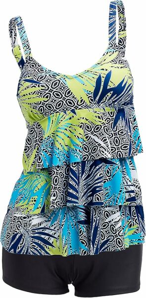 One piece swimming costume with shorts but a strappy top with built in bra?