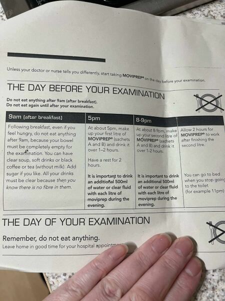 To have lost my bowel prep instructions