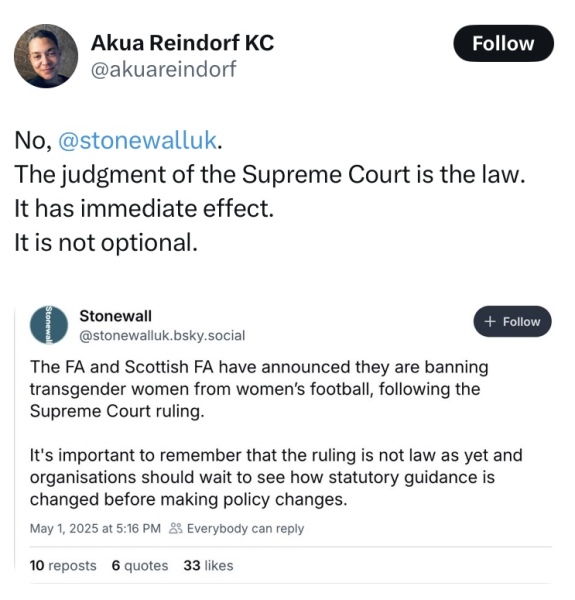 Stonewall, the FA and the SC ruling