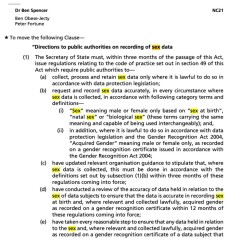 Amendment to Data Bill to revert all gender markers and out all trans people
