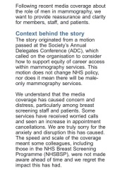 Statement from the Society of Radiographers re Mammograms