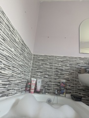 Help me with this ugly bathroom! Pics attached