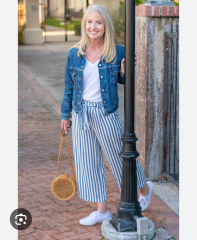 Denim jackets and white trainers