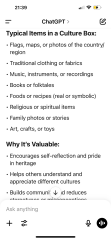 Culture box for my staff meeting at a new job, help please !