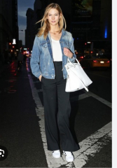 Denim jackets and white trainers