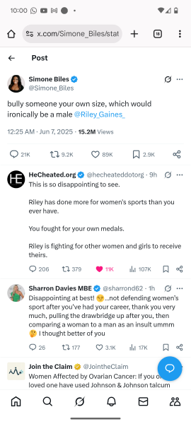 Simone Biles attacks Riley Gaines