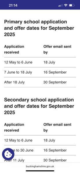 Need advice on Bucks in year school admission!