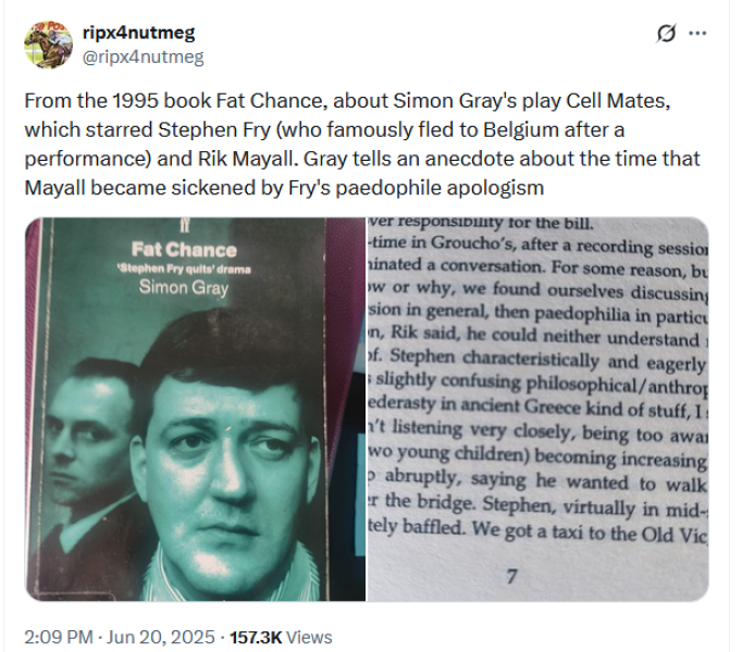 Stephen Fry - What a repulsive, condescending misogynistic turd