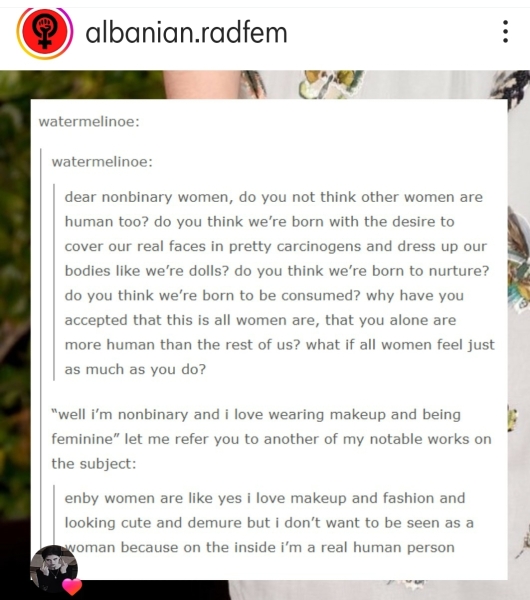 Perfectly summarises the truth of 'non-binary' women and girls, in that last little paragraph.