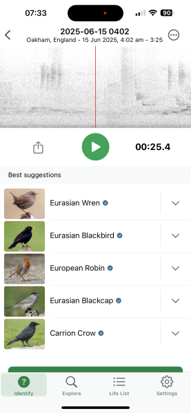 Garden birds today according to my Merlin app