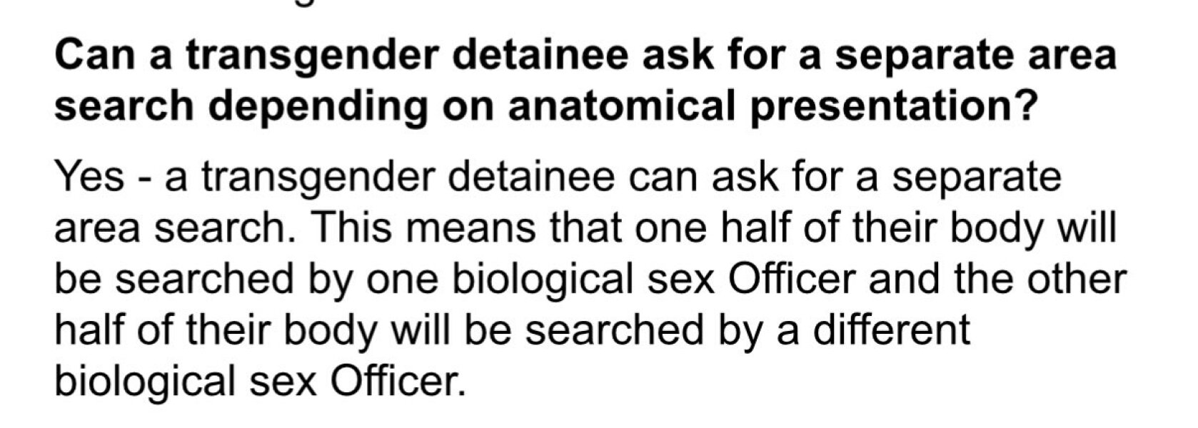 Trans detainees can request officers of a different sex for searches (Scotland)