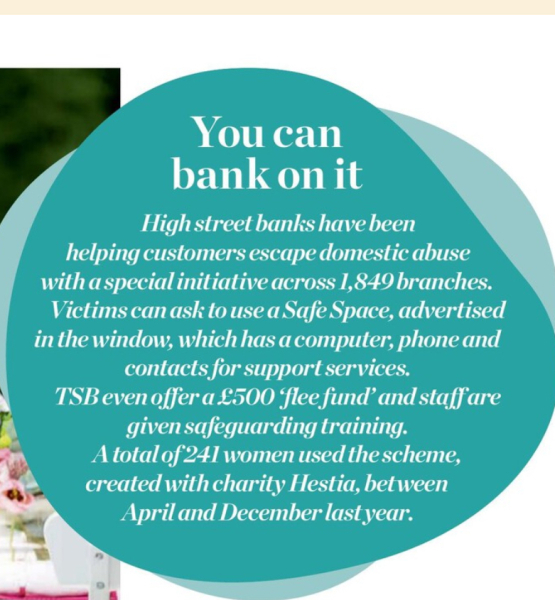 Banks run support scheme for Domestic Abuse victims.