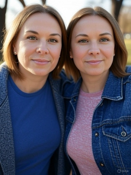 "ChatGPT, create an image of a transwomen and a natal woman sharing a happy moment together."