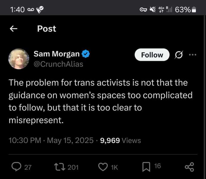 Transwoman on women's ward