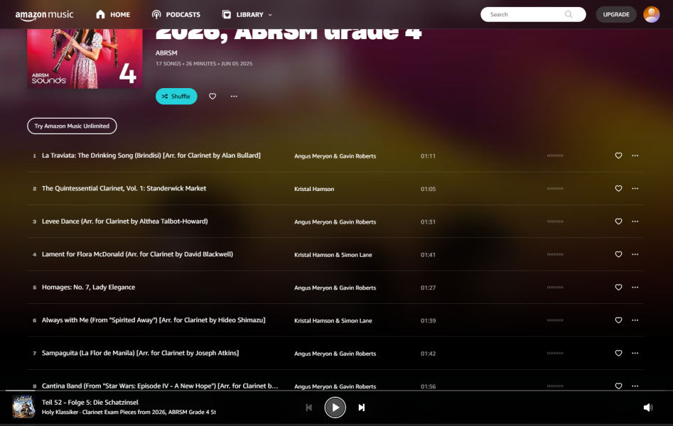 ABRSM downloads for new Clarinet syllabus